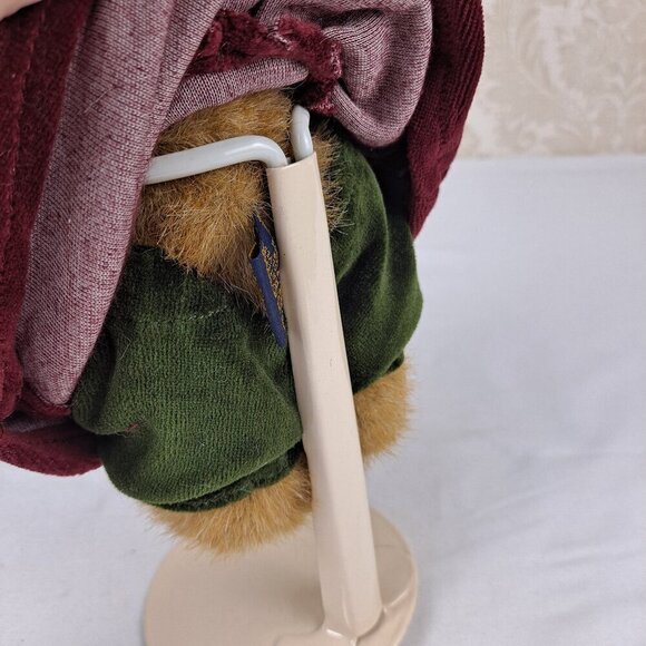 Boyds Bear The Archive Series 1990-1998 Vintage Red Velvet Coat Faux Fur w/Stand - Picture 11 of 14